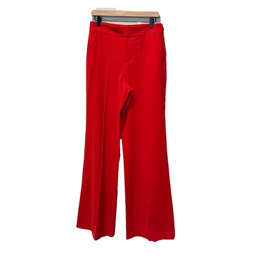 $295 Alice Olivia Apple Red Wide Leg High Waisted Pleated Jalisa Dress Slacks 8